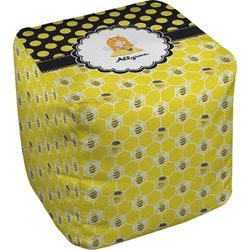 Honeycomb, Bees & Polka Dots Cube Pouf Ottoman - 13" (Personalized)