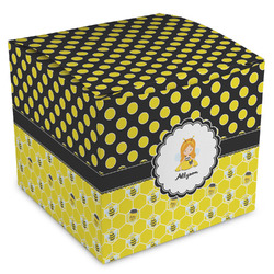 Honeycomb, Bees & Polka Dots Cube Favor Gift Boxes (Personalized)