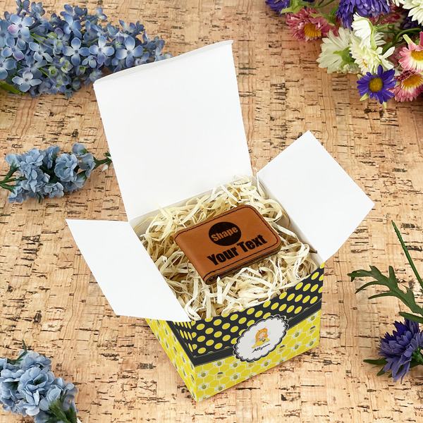 Honeycomb, Bees & Polka Dots Cubic Gift Box - In Context