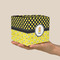 Honeycomb, Bees & Polka Dots Cube Favor Gift Box - On Hand - Scale View