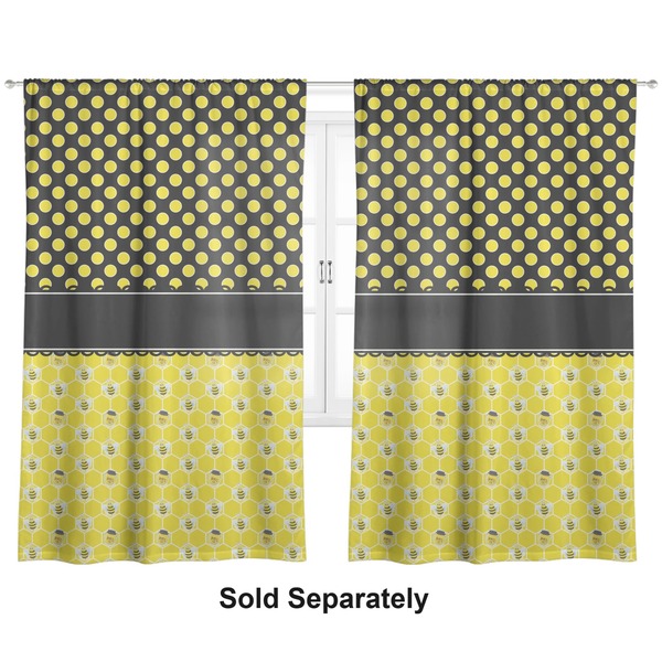 Custom Honeycomb, Bees & Polka Dots Curtain Panel - Custom Size