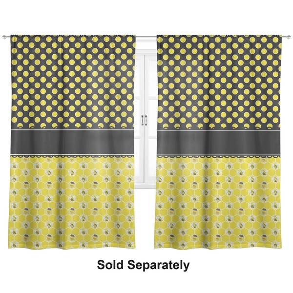 Honeycomb, Bees & Polka Dots Curtain 112x80 - Lined