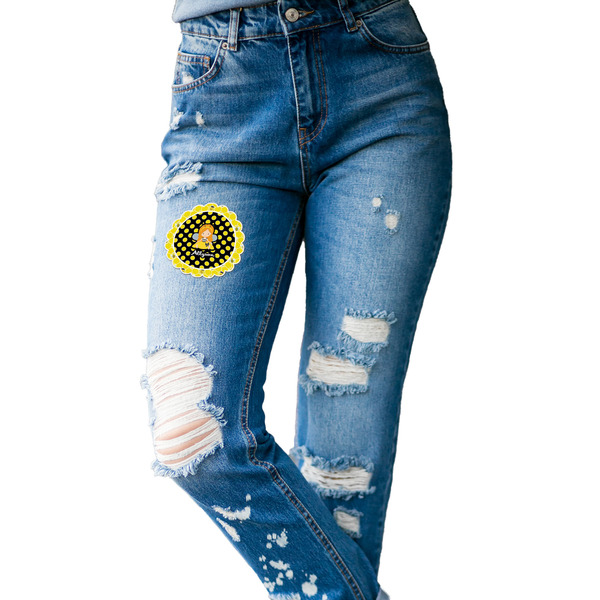 Honeycomb, Bees & Polka Dots Custom Shape Iron On Patches - L - single APPROVAL