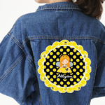 Honeycomb, Bees & Polka Dots Twill Iron On Patch - Custom Shape - 3XL - Set of 4 (Personalized)