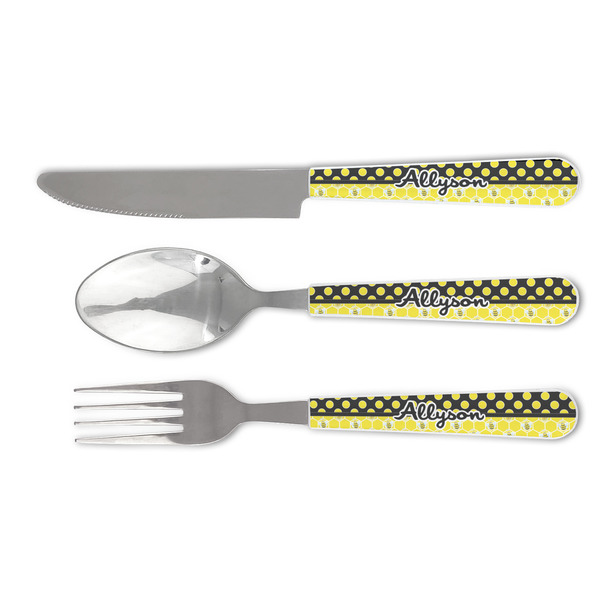 Custom Honeycomb, Bees & Polka Dots Cutlery Set (Personalized)