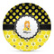 Honeycomb, Bees & Polka Dots Microwave Safe Plastic Plate - Composite Polymer (Personalized)