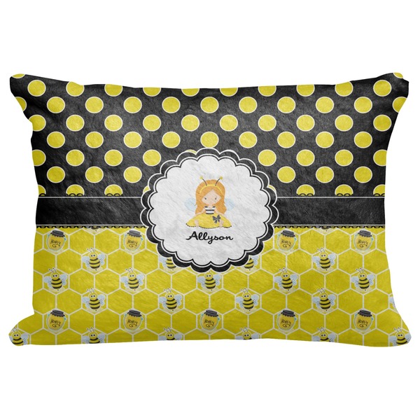 Custom Honeycomb, Bees & Polka Dots Decorative Baby Pillowcase - 16"x12" (Personalized)