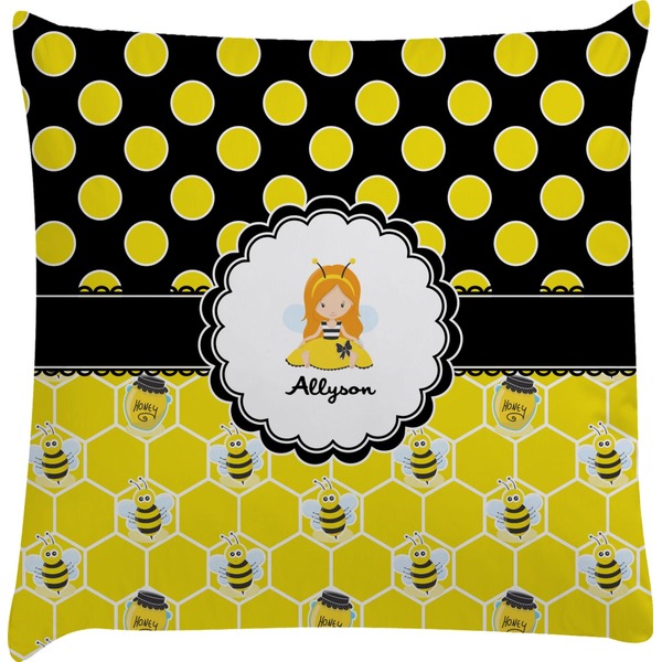 Custom Honeycomb, Bees & Polka Dots Decorative Pillow Case (Personalized)