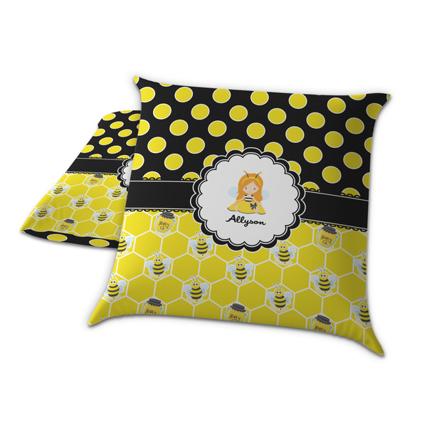 Honeycomb, Bees & Polka Dots Decorative Pillow Case - TWO