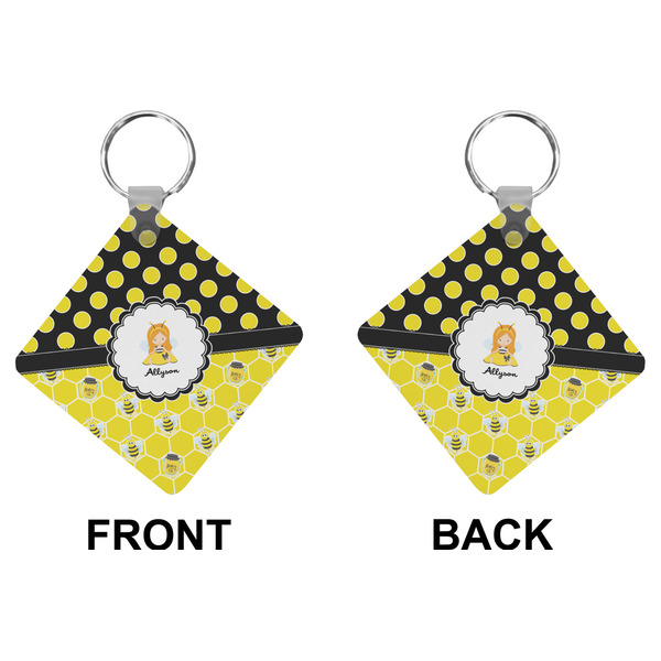 Honeycomb, Bees & Polka Dots Diamond Keychain (Front + Back)