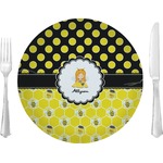 Honeycomb, Bees & Polka Dots Glass Lunch / Dinner Plate 10" (Personalized)