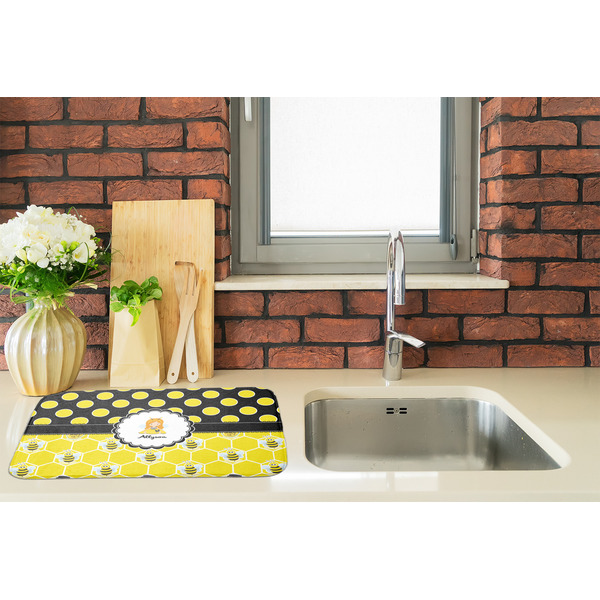 Honeycomb, Bees & Polka Dots Dish Drying Mat - LIFESTYLE 2
