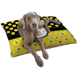 Honeycomb, Bees & Polka Dots Dog Bed - Large w/ Name or Text
