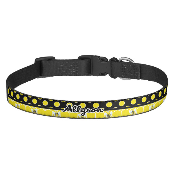 Custom Honeycomb, Bees & Polka Dots Dog Collar - Medium (Personalized)