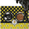 Honeycomb, Bees & Polka Dots Dog Food Mat - Large LIFESTYLE