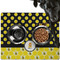 Honeycomb, Bees & Polka Dots Dog Food Mat - Large w/ Name or Text