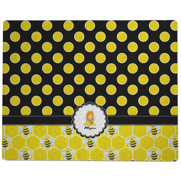 Honeycomb, Bees & Polka Dots Dog Food Mat - Large without Bowls