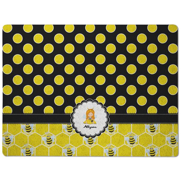 Honeycomb, Bees & Polka Dots Dog Food Mat - Medium without bowls