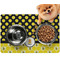 Honeycomb, Bees & Polka Dots Dog Food Mat - Small LIFESTYLE
