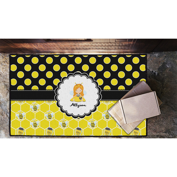 Honeycomb, Bees & Polka Dots Door Mat - LIFESTYLE (Lrg)
