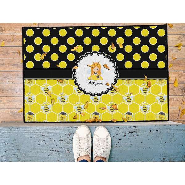 Honeycomb, Bees & Polka Dots Door Mat - LIFESTYLE (Med)