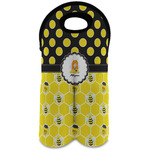 Honeycomb, Bees & Polka Dots Wine Tote Bag (2 Bottles) (Personalized)