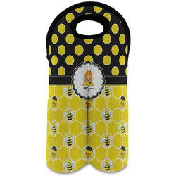 Honeycomb, Bees & Polka Dots Wine Tote Bag (2 Bottles) (Personalized)