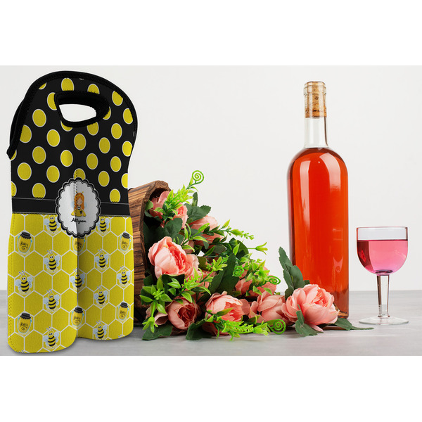 Honeycomb, Bees & Polka Dots Double Wine Tote - LIFESTYLE (new)