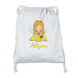 Honeycomb, Bees & Polka Dots Drawstring Backpack - Sweatshirt Fleece - Single Sided (Personalized)