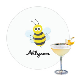 Honeycomb, Bees & Polka Dots Printed Drink Topper - 3.25" (Personalized)