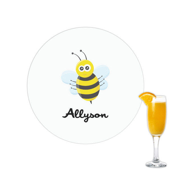 Custom Honeycomb, Bees & Polka Dots Printed Drink Topper - 2.15" (Personalized)