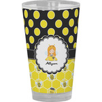Honeycomb, Bees & Polka Dots Pint Glass - Full Color (Personalized)