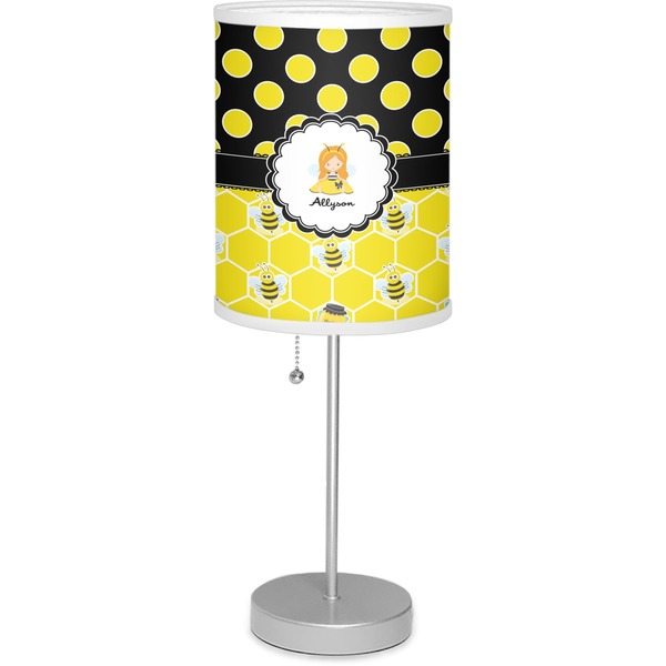 Custom Honeycomb, Bees & Polka Dots 7" Drum Lamp with Shade (Personalized)