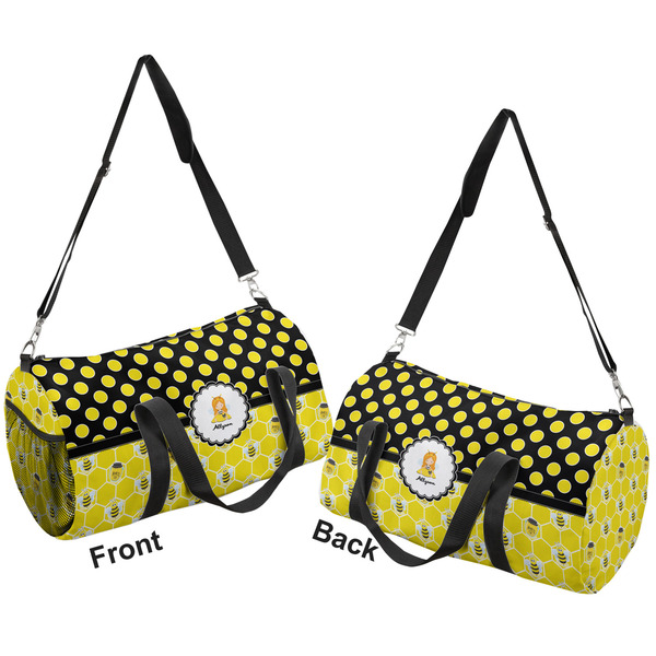 Honeycomb, Bees & Polka Dots Duffle bag large front and back sides