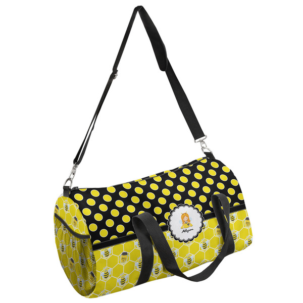 Custom Honeycomb, Bees & Polka Dots Duffel Bag - Large (Personalized)