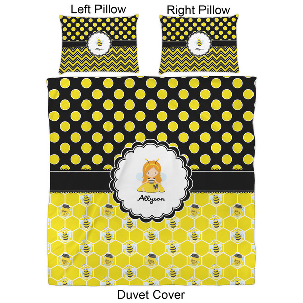 Honeycomb, Bees & Polka Dots Duvet Cover Set - Queen - Approval