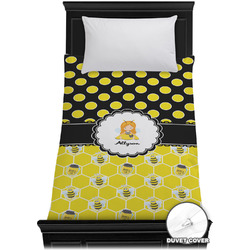 Honeycomb, Bees & Polka Dots Duvet Cover - Twin XL (Personalized)