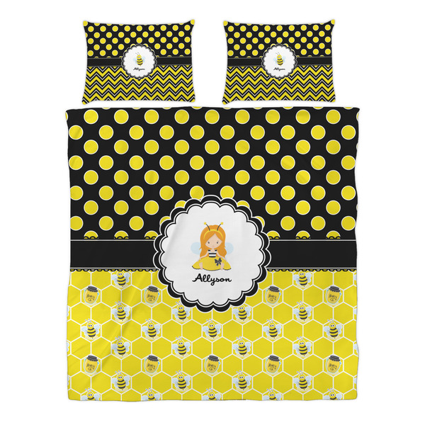 Honeycomb, Bees & Polka Dots Duvet cover Set - Queen - Alt Approval