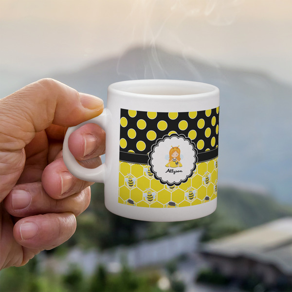 Custom Honeycomb, Bees & Polka Dots Single Shot Espresso Cup - Single (Personalized)