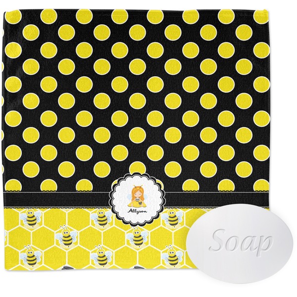 Custom Honeycomb, Bees & Polka Dots Washcloth (Personalized)