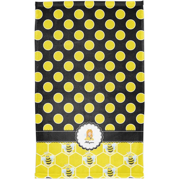Honeycomb, Bees & Polka Dots Finger Tip Towel - Full View