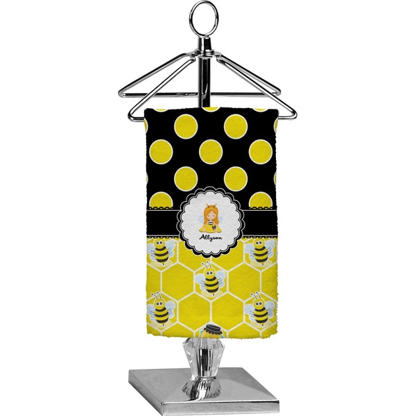 Custom Honeycomb, Bees & Polka Dots Finger Tip Towel - Full Print (Personalized)
