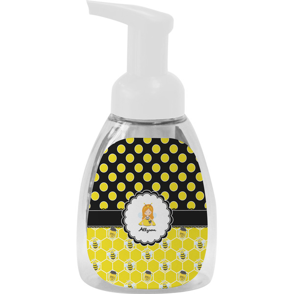Custom Honeycomb, Bees & Polka Dots Foam Soap Bottle - White (Personalized)