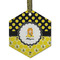 Honeycomb, Bees & Polka Dots Frosted Glass Ornament - Hexagon