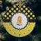 Honeycomb, Bees & Polka Dots Frosted Glass Ornament - Round (Lifestyle)