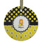 Honeycomb, Bees & Polka Dots Frosted Glass Ornament - Round