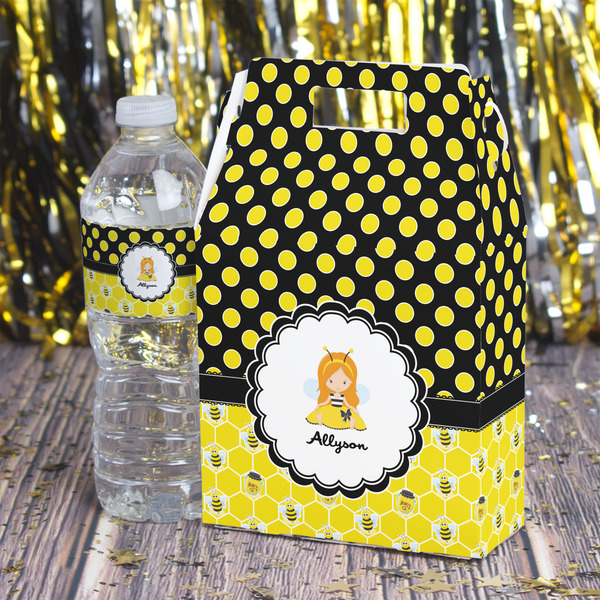 Honeycomb, Bees & Polka Dots Gable Favor Box - In Context