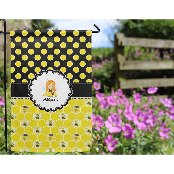 Honeycomb, Bees & Polka Dots Garden Flag - Outside In Flowers