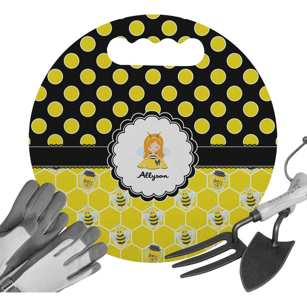 Custom Honeycomb, Bees & Polka Dots Gardening Knee Cushion (Personalized)