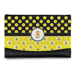 Honeycomb, Bees & Polka Dots Genuine Leather Women's Wallet - Small (Personalized)
